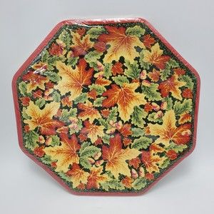 Amscan Thanksgiving Fall Harvest Autumn Leaves Paper Plates 8 Count 10 Inches